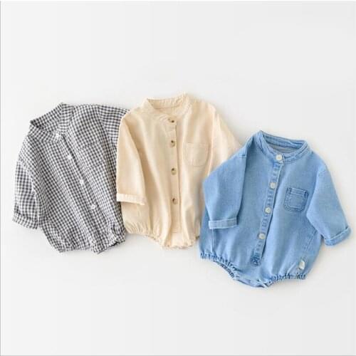 Boys Romper Spring Casual Cowboy Design Long Sleeve Jumpsuit for Boys Clothes Toddler Baby Denim Bodysuit Children Overalls 0-24