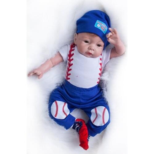 Nicery 20inch 48-50cm Bebe Doll Reborn Soft Silicone Boy Girl Toy Reborn Baby Doll Gift for Blue Hat White Clothes