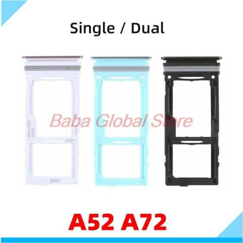 Smartphone Sim SD Card Tray For Samsung Galaxy A52 A72 Phone SIM Chip Holder Slot Adapter Drawer Repair Part