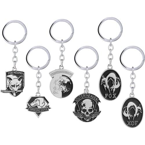 MGS Metal Gear Solid Keychain Fox Hound From ZanzibarLand Outer Heaven Keychain Iron Patches XOF Key Holder Men Jewelry llavero