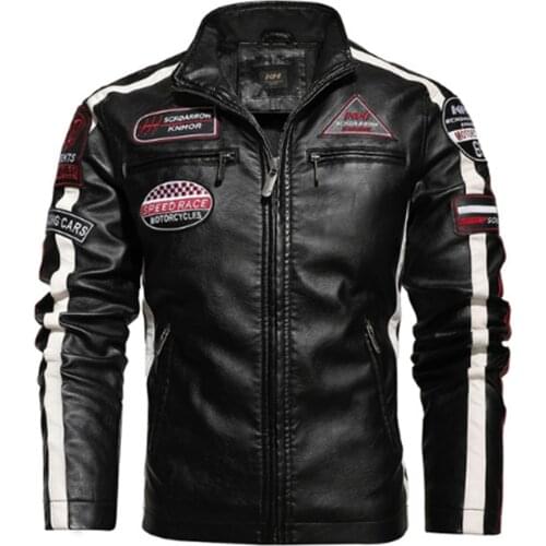 Fashion Leather Jacket Cool Mens Natural Motorcycle Hip Hop Biker Coat Men Winter Warm High Quality PU Leather Jacket