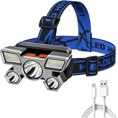 Powerful LED Headlight Headlamp 5LED Head Lamp Sensor Flashlight Torch Head Light 18650 battery Best For Camping Fishing