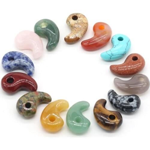 Natural Stone Pendants Comma Shape Crystal Agates Turquoises Jade Opal Stone Charms for Jewelry Making Necklace Bracelet Gift