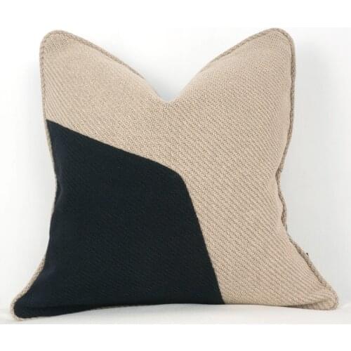 Cotton Blend Thickened Nordic Style Cushion Cover Black Beige Irregular Stitching Pillow Cover No Balling-up Without Stuffing