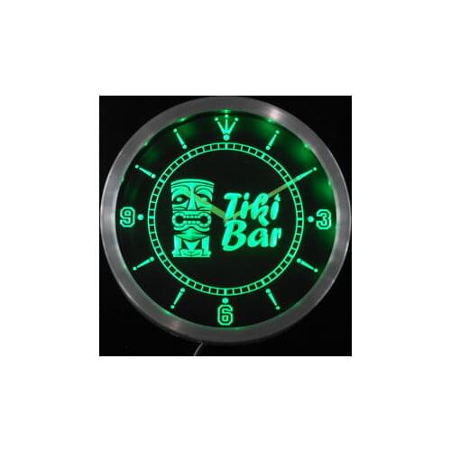 Nc0294 Tiki Bar Mask Beer Neon Light Signs LED Wall Clock