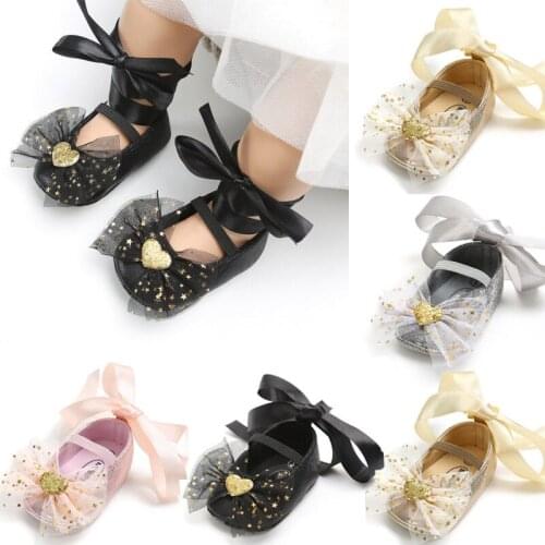 Infant Newborn Baby Lovely Girls Shoes Sequins Crib Shoes Bling Sparkle Lace Shoes 0-18Months