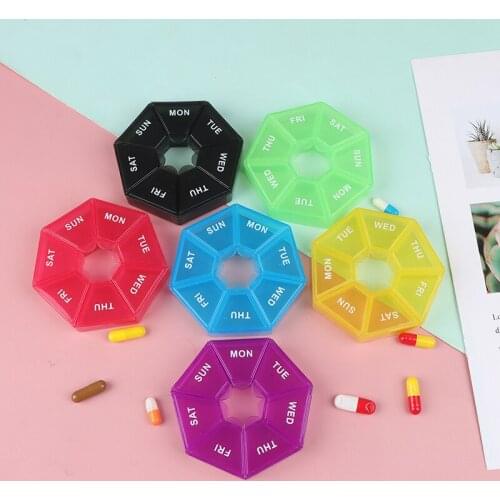 2Pcs/set Pill Case Plastic 7 Days Tablet Candy Box Portable Storage Tablet Holder Travel Organizer Pill Dispenser Container