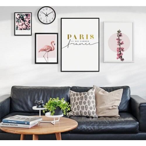 Nordic Decorative Pink Theme Flamingo Peony Canvas Posters And Print Art Pictures Wall Guest Bedroom Home Decor