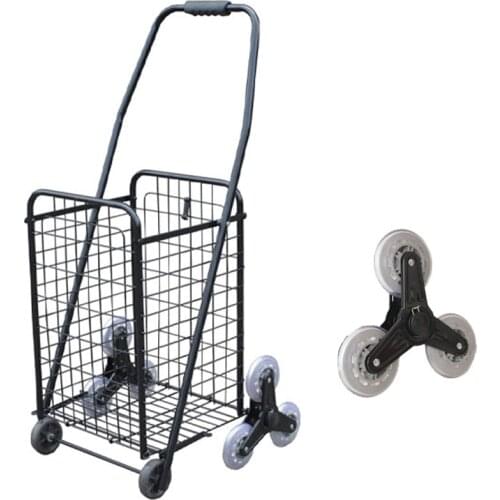 Durable iron Climb Stairs Shopping Carts Cart Shopping Cart Home Elderly Trailer Portable Folding Trolley with Crystal wheel