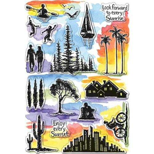 Sunrise Sunset Scenes Clear Stamps For DIY Scrapbooking Paper Cards Transparent Stempels Silicone Seal New 2020 Stamp