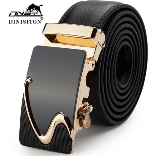 DINISITON High Quality Men Genuine Leather Belt For Mens Automatic Buckle Belts Fashion Designer Luxury Brand Male Waistband