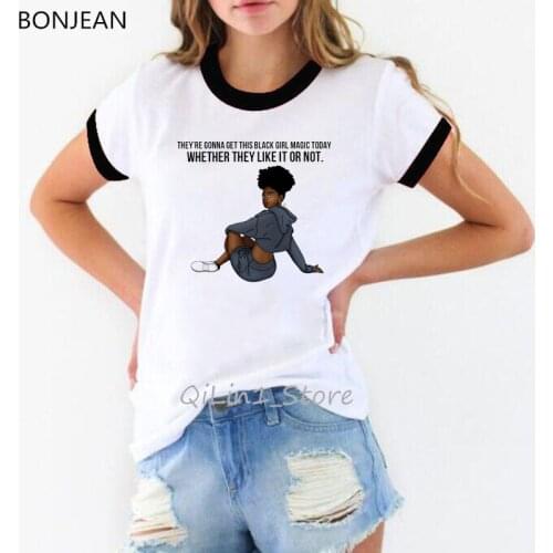 Melanin shirt women best friends tshirt femme Black Girl Magic Rock Summer top Female T-shirt Hip Hop T shirt Aesthetic clothes