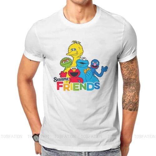 Sesame Street 80s TV Series Sesame Friends Tshirt Top Graphic Men Classic Homme Summer Mens Clothing Cotton Harajuku T Shirt