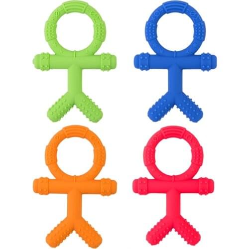 Newborn Teething Stick Baby Silicone Teether Cute 3D Human Shape Rodents Chewing Nursing Soother Molar Toy Gift for Infants