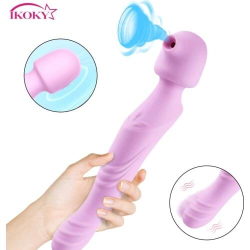 Clitoris Stimulator 3 in 1 AV Magic Wand Vibrator Vibrating Dildo Sex Toys for Woman Telescopic Sucking Vibrator G Spot Massager