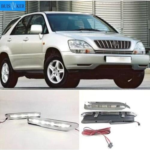 2PCS For Lexus RX300 RX330 RX350 1999 2000 Chromed Strip Waterproof ABS Car DRL Lamp 12V LED Daytime Running Light Daylight