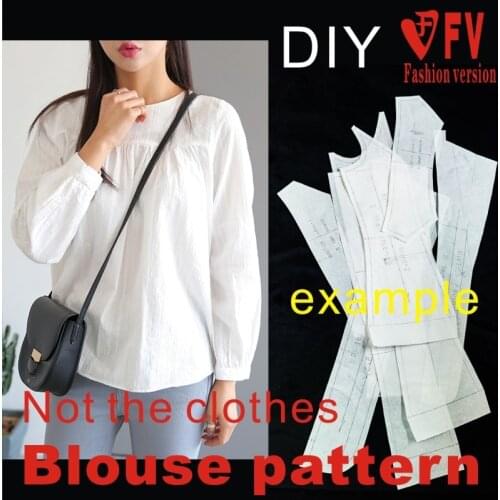 Pattern Making Womens Pleated Round Neck Shirt Clothing Pattern Cute Casual Top Cutting Drawing BCY-71