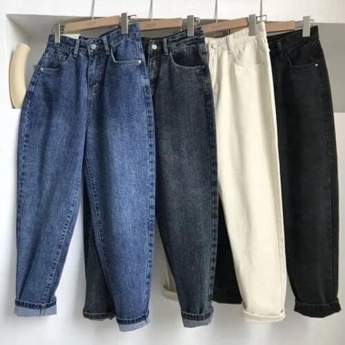 High Waist Plus Size Women Jeans Women 2021 Fashion Ankle-length Trousers Boyfriend Style Loose Women Streetwear Y2k Denim Pants