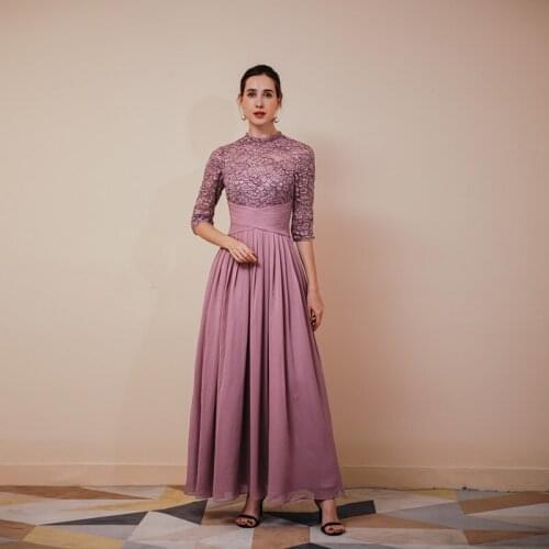 Evening dress women 2021 autumn new purple orange long celebrity banquet high-end wedding mother dress noble and elegant 20-3510