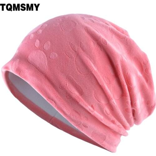 Winter beanie woman Velvet hats for women Double Layer beanies Ladys printing Skullies Turban hat autumn girls bone gorros