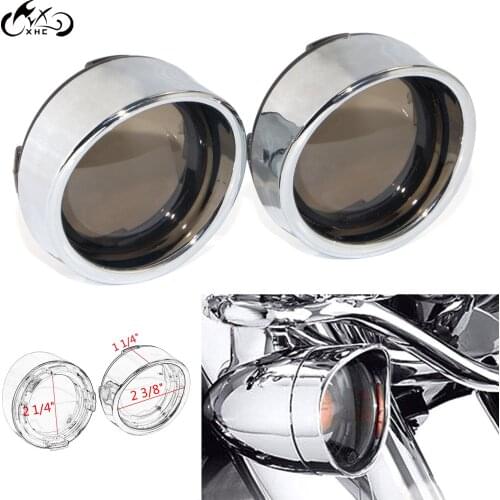 1 Pair Motorcycle Bezel Visor Turn Signal Bezels Chrome Smoke Lens Cover For Harley Touring Dyna Softail Sportster 883 1200