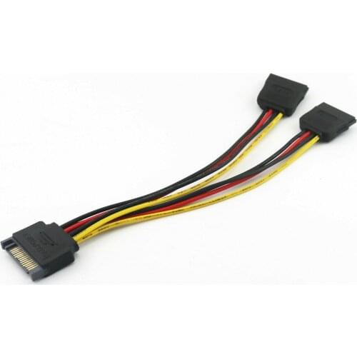 1x SATA 15pin Male to Dual SATA 15pin Female SATA Hard Disk Power Y Splitter Extension Connector Cable 20cm