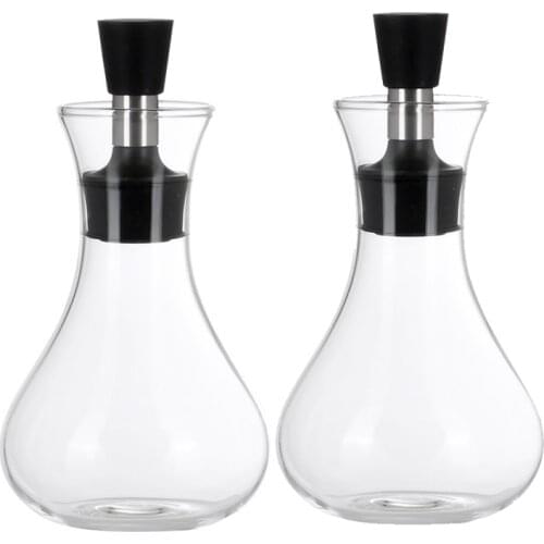 2 Olive Oil Dispensers, Glass Kitchen Bottles, Cruet and Vinegar, Liquid Spice Container, Glass Kitchen Carafe