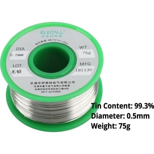 2Pcs/Lot 75g 0.5mm 0.8mm 1.0mm Health Lead Free Solder Wire Tin Wire Melt Rosin Core Roll 43m