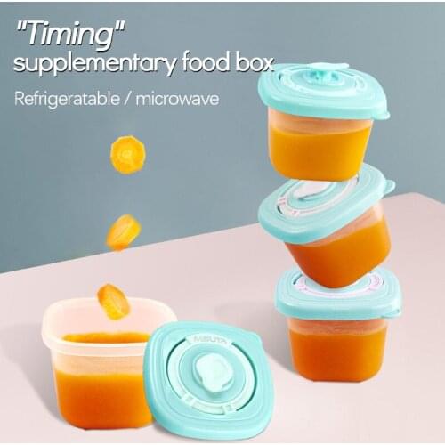 4/6 PCS 120ml Baby Timing Supplementary Food Box Small Portable Air-tight Sealed Food Supplement Fresh-keeping Box Storage Box