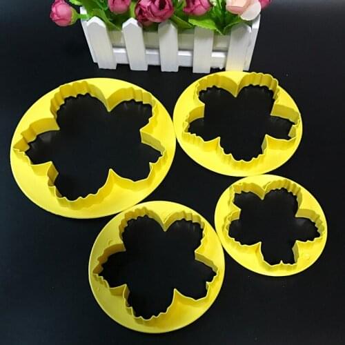 4Pcs/Set Peony Durable Fondant Embosser Cake Cutter Mold Cookie Cake Decorating Tools Fandont Baking & Pastry Tools Cake Tools