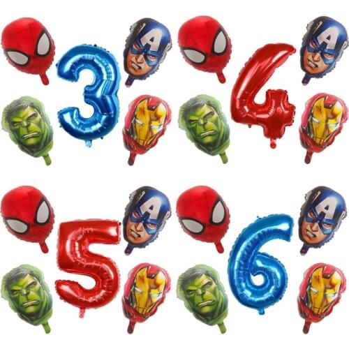 5pcs MARVEL Super Hero Balloon Spiderman Aluminum Foil Balloons Kids Birthday Party Decoration Baby Shower Iron Man Balloons