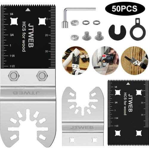 50 Pcs Multi-Function Saw Blade Oscillating Blade Carbide Teeth Saw Blades Accessories for Renovator Power Wood Cutting Tool