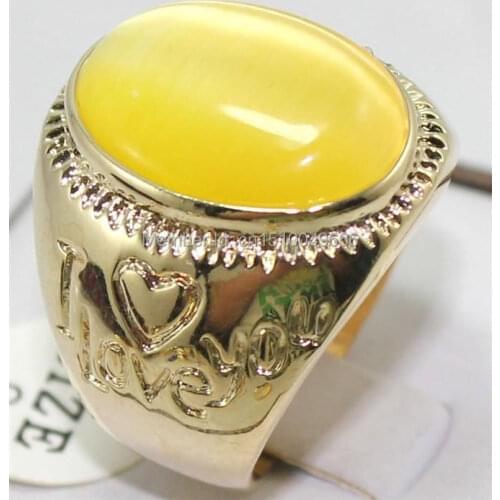 FREE SHIPPING >>>>Noblest Plated Mens Yellow Opal Ring 8 9 10 11