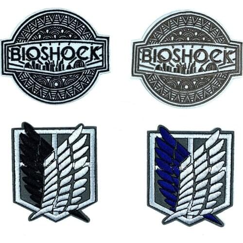 Bioshock Attack On Titan Liberty Wings Game Embroidered Iron On Patches For Clothing DIY Stripes Badges Cosplay Appliques
