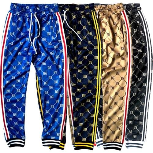 New Plaid 3d Printed BB Jogging Pants Mens Fitness joggers Mens high Street Trousers Striped Stitching Slim Training Sweatpants