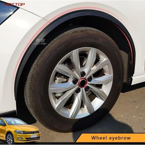 For Volkswagen VW Polo Plus 2019 Wheel Eyebrow Anti-Collision Anti-Scratch Rubber Decorative Stickers Widened Fender