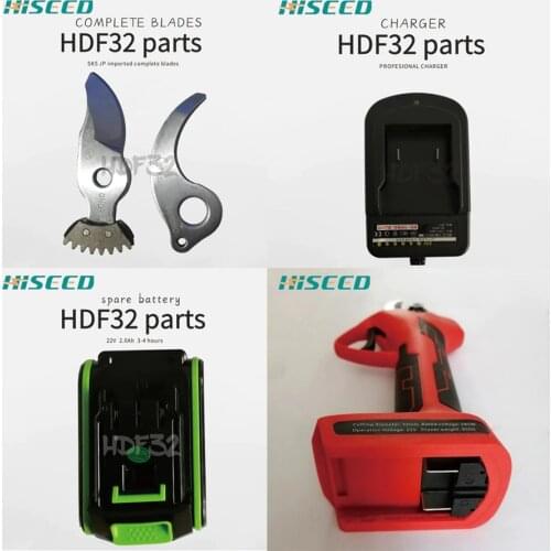 HISEED CE FC orchard electric pruner battery pruning shear cordless two batteries attached 21v 32mm