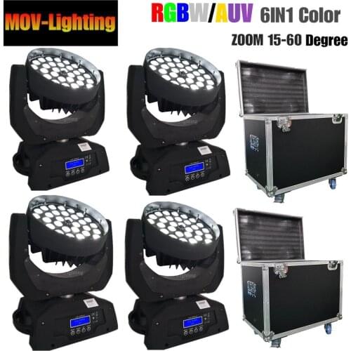 Flycase 36*18W RGBWAUV Zoom LED Moving Head Light, LED Stage Lighting, Beam Moving Head Light