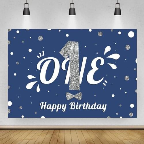 Boy First Birthday Backdrop Blue Diamond Glitter One Cake Smash Photography Background Baby 1st Birthday Party Decoration