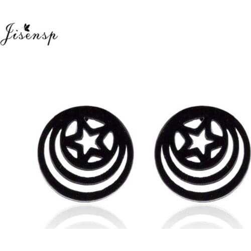 Jisensp Unique Trendy Star and Moon Stud Earrings Simple Tiny Star Ears Jewelry for Women Girls Birthday Gift oorbellen