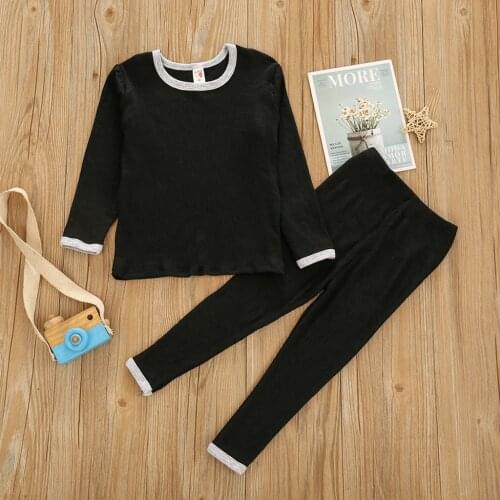Children Clothing Set 18M-5T Toddler Kids Costume Baby Boy Girl Knit T shirt Pants Pajamas Sleepwear 2PCS Outfits Set
