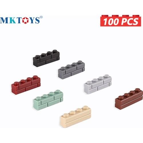 MKTOYS 1x4 Dots Wall Building Bricks 100PCS MOC Blocks DIY Constructor City Castle Creator Gifts Build Toys for Children