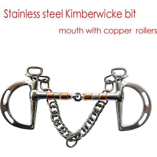 Horse Mouth Bit Stainless Steel Horse Bit Kimberwicke Bit Solid Jointed Mouth With Hook and Binocular Chain Horse Equipment