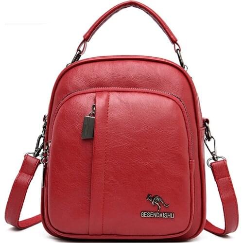 Small Multifunctional Women Leather Backpack Mochila Feminina School Bag for Girls Travel Backpack Lady Rucksacks Shoulder Bags