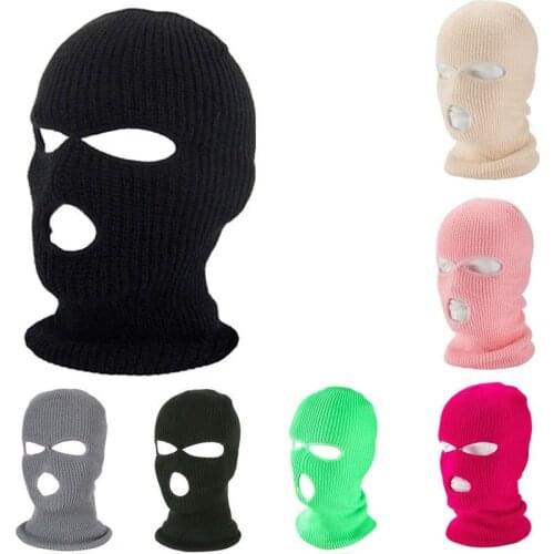 Full Face Cover Mask Three 3 Hole Balaclava Knitted Army Tactical CS Winter Cycling Ski Mask Beanie Scarf Warm Face Masks