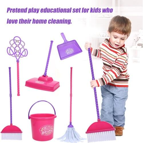 Cleaning Toy Set Plastics Pretend Play Toy For Children Portable Gift Present