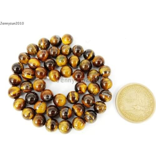 Natural Tigers Eye Gems Stones 8mm Smooth Round Spacer Loose Beads 15'' Strand for Jewelry Making Crafts 5 Strands/Pack