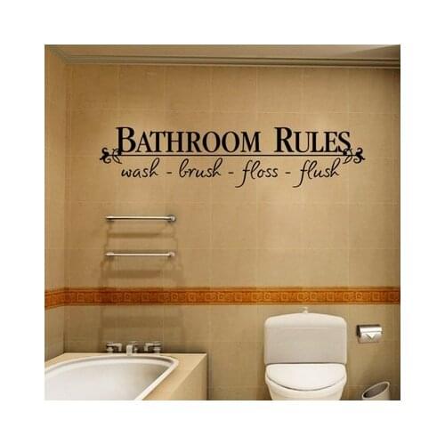 2016 New "bathroom rules," Wall Sticker Words Toilet Art Wall Decal Decor de parede removable Hot