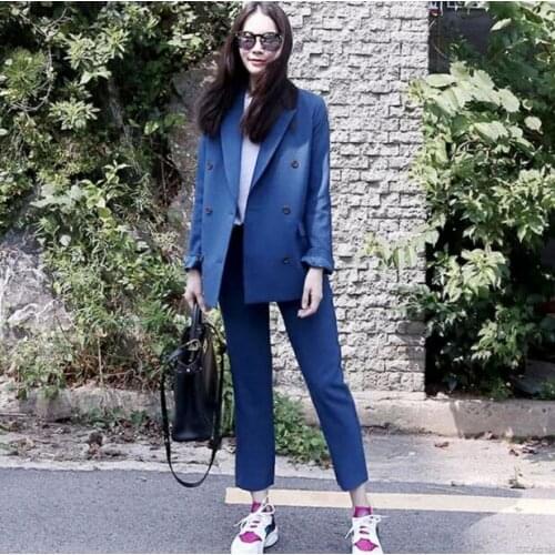 2019 spring and autumn new womens Korean version of the casual high quality OL suit jacket fashion nine pants suit