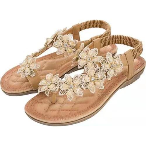 New Floral Women Sandals Girls Bohemian Style Vintage Classic Comfortable Flat Bottomed Summer Shoes Ladies Party Beach Sandals